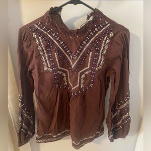 Zara Cotton Embroidered Blouse